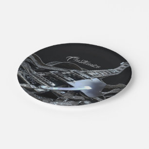 Assiettes En Carton Plaques à papier de guitare électrique de gris