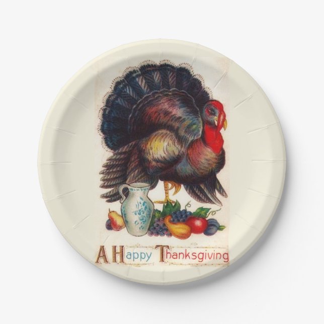 Assiettes En Carton Plaques à papier de la Turquie de bon thanksgiving (Devant)