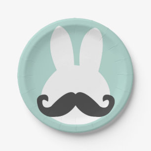 Assiettes En Carton Plaques à papier de moustache de lapin de Pâques