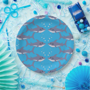 Assiettes En Carton Plaques à papier de partie bleue de motif de