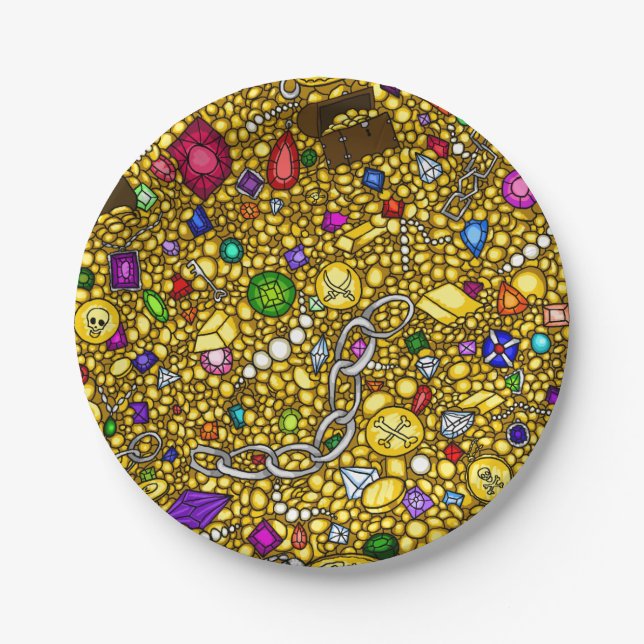 Assiettes En Carton Plaques à papier de partie de coffre au trésor de (Devant)