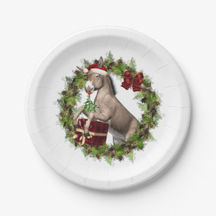 Assiettes En Carton Plaques à papier de Père Noël d'âne de Noël