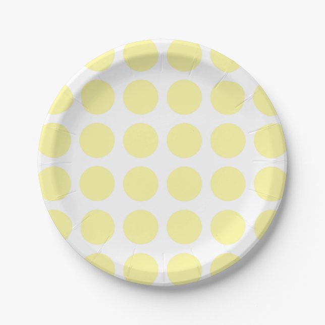 Assiettes En Carton Plaques à papier de pois jaune pâle (Devant)