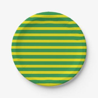 Assiettes En Carton Plaques à papier de rayures jaunes et vertes