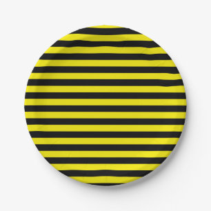 Assiettes En Carton Plaques à papier de rayures noires et jaunes