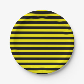 Assiettes En Carton Plaques à papier de rayures noires et jaunes