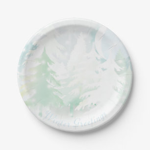 Assiettes En Carton Plaques à papier de scène d'hiver