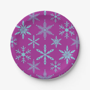 Assiettes En Carton Plaques à papier de vacances gelées de flocons d