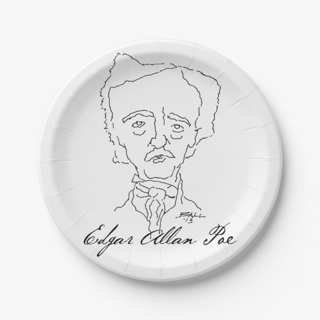 Assiettes En Carton Plaques à papier d'Edgar Allan Poe (Devant)