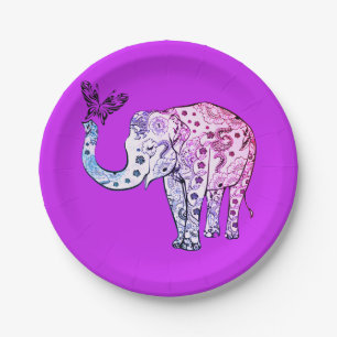 Assiettes En Carton Plaques à papier d'éléphant pourpre