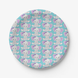 Assiettes En Carton Plaques à papier d'éléphant pourpre de turquois