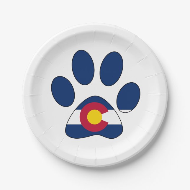 Assiettes En Carton Plaques à papier d'empreinte de patte de drapeau (Devant)