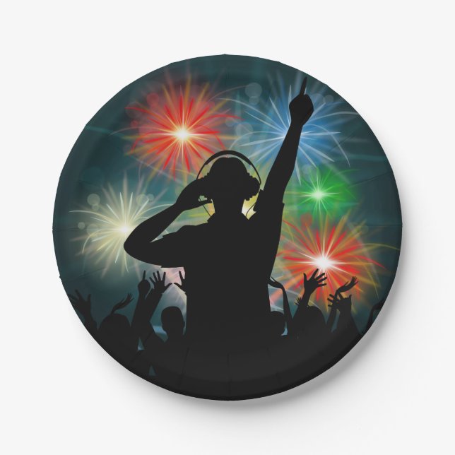 Assiettes En Carton Plaques à papier du DJ de musique (Devant)