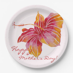 Assiettes En Carton Plaques à papier florales hawaïennes colorées d