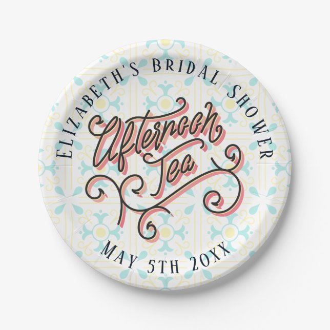 Assiettes En Carton Plaques à papier lunatiques de thé d'après-midi (Devant)