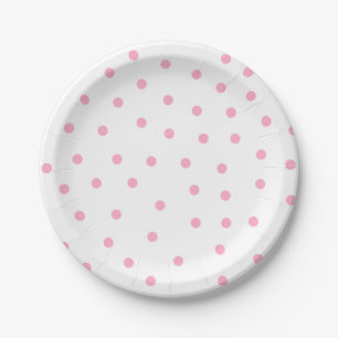 Assiettes En Carton Plaques à papier Polka-Pointillées par rose