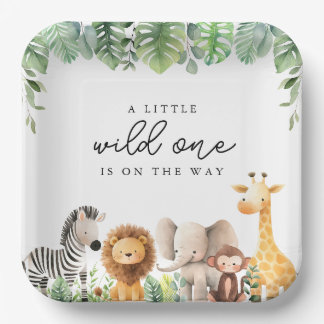 Assiettes En Carton Plaques Baby showers Safari
