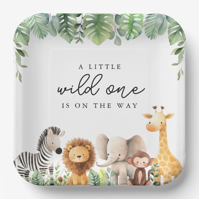 Assiettes En Carton Plaques Baby showers Safari (Recto)