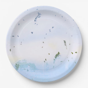 Assiettes En Carton PLAQUES BOWLS bleu vert feuille florale EN PAPIER