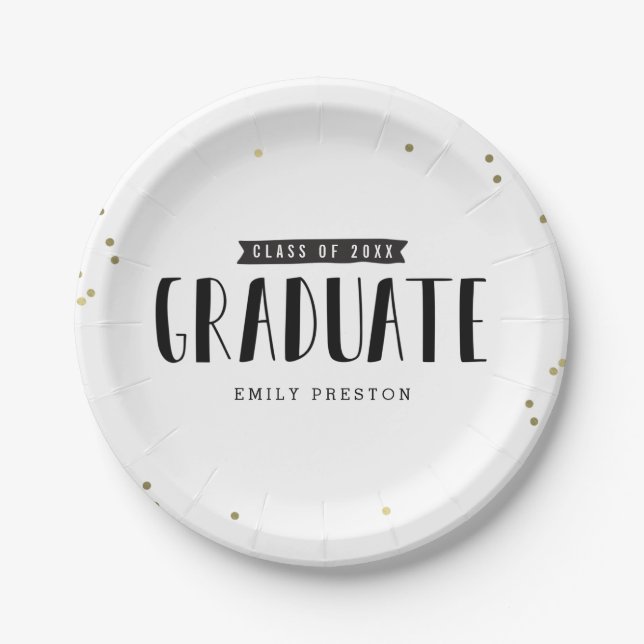 Assiettes En Carton Plaques Bubbly Chic Graduation Party (Devant)