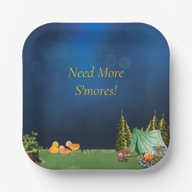 Assiettes En Carton Plaques Carré du camping (Recto)