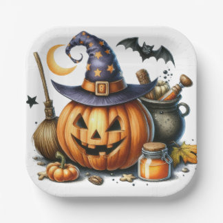 ASSIETTES EN CARTON PLAQUES CITROUILLES HALLOWEEN