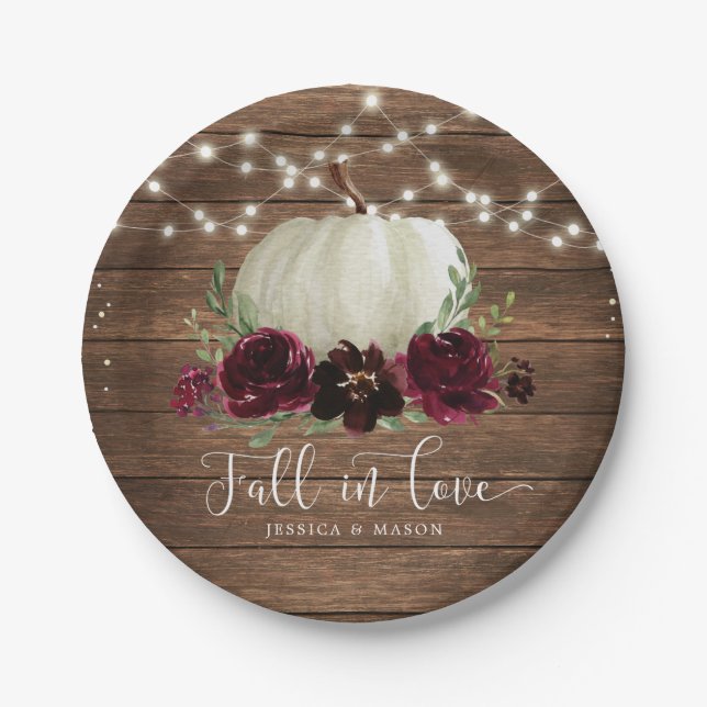 Assiettes En Carton Plaques Citrouilles Rustiques Bois Bourgogne (Devant)