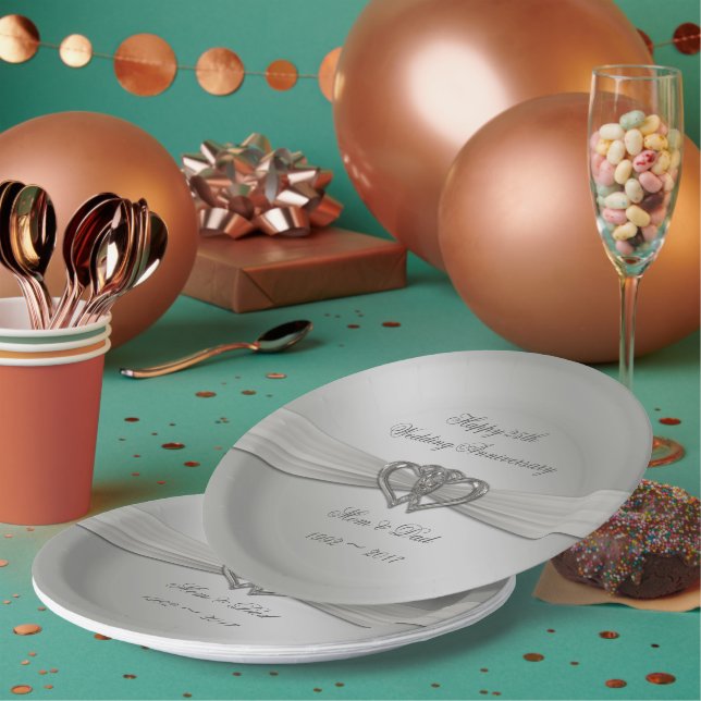 Assiettes En Carton Plaques classiques en argent 25e anniversaire Mari (Multi)