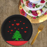 Assiettes En Carton Plaques Coeurs du Liban, Amour, drapeau libanais<br><div class="desc">Plaques de papier : Coeurs pleuvent sur le cèdre libanais & Drapeau libanais / Liban - j'aime mon pays,  Saint Valentin,  fête des mères,  mariages / patriotes</div>