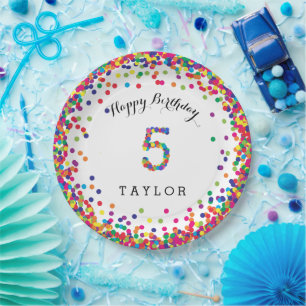 Assiettes En Carton Plaques colorées Confetti 5e anniversaire