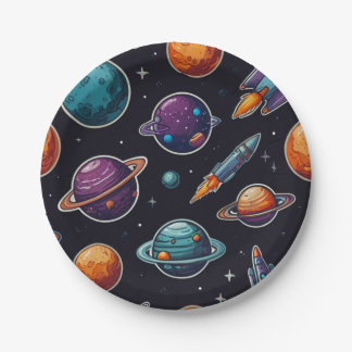 Assiettes En Carton Plaques Cosmic Party : Plaques de papier à thème s