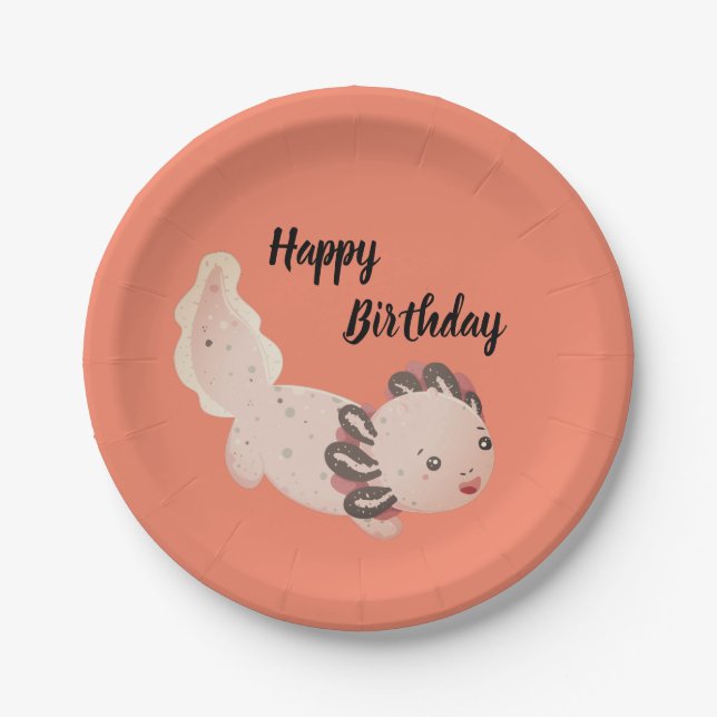 Assiettes En Carton Plaques d'anniversaire Axolotl (Devant)