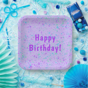 Assiettes En Carton Plaques d'anniversaire de peinture pourpre