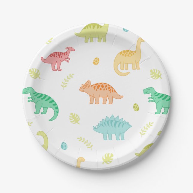Assiettes En Carton Plaques d'anniversaire Dino-Mite (Devant)