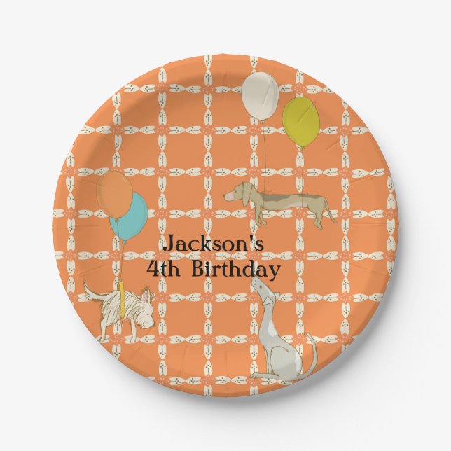 Assiettes En Carton Plaques d'anniversaire Orange pour enfants (Devant)