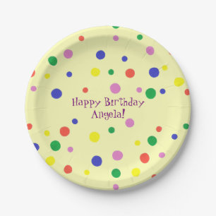 Assiettes En Carton Plaques d'anniversaire Pois personnalisées
