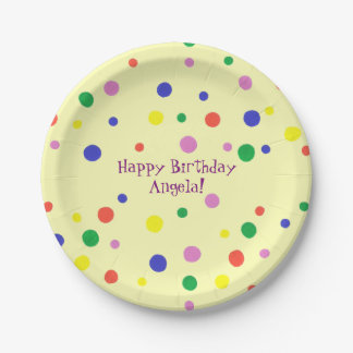 Assiettes En Carton Plaques d'anniversaire Pois personnalisées