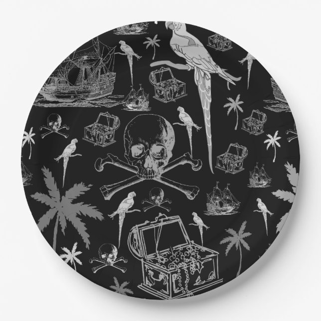Assiettes En Carton Plaques d'aventure Pirate (Devant)