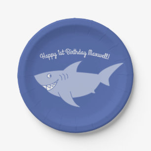 Assiettes En Carton Plaques de 1er anniversaire pour bébé requin