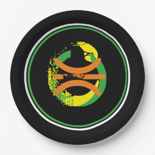 Assiettes En Carton Plaques de 9 pouces vert/jaune or/noir