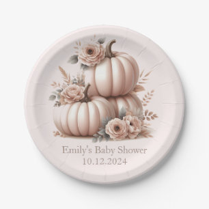 Assiettes En Carton Plaques de Baby shower citrouille de chute rose