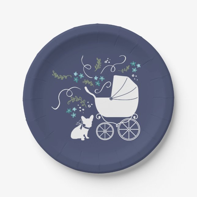 Assiettes En Carton Plaques de Baby shower de Bulldog (Devant)