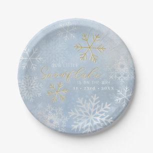Assiettes En Carton Plaques de Baby shower d'hiver de Little Snowflake