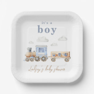 Assiettes En Carton Plaques de Baby shower du train Watercolor