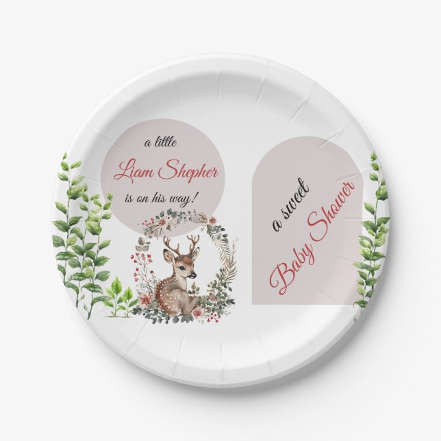 Assiettes En Carton Plaques de Baby shower en bois munies et modifiabl (Devant)