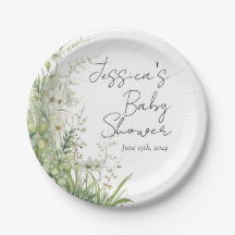 Plaques de Baby shower  Fleur sauvage vert