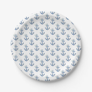 Assiettes En Carton Plaques de Baby shower nautique Ancre Florale Bl