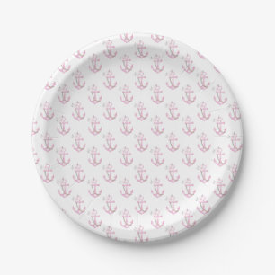Assiettes En Carton Plaques de Baby shower nautique   Ancre florale ro