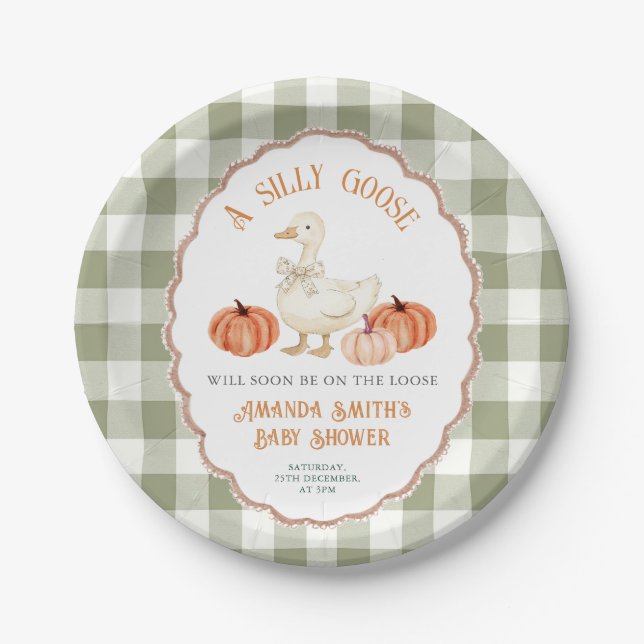 Assiettes En Carton Plaques de Baby shower Orange Citrouille Goose (Devant)