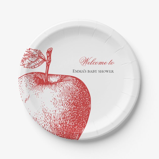Assiettes En Carton Plaques de Baby shower Red Apple (Devant)